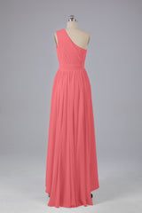 High Low One Shoulder Chiffon bruidsmeisje jurken