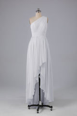 High Low One Shoulder Chiffon bruidsmeisje jurken