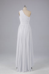 High Low One Shoulder Chiffon bruidsmeisje jurken