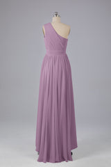 High Low One Shoulder Chiffon bruidsmeisje jurken