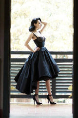High Low Black Dress Vintage Homecoming Dresses Short Prom Dress TP1217