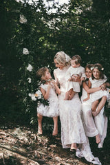 High Neck Boho Long Sleeves Lace Wedding Dresses With Open back TN307