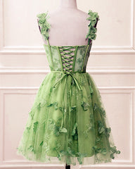 Short Butterfly Lace Corset Homecoming Dress