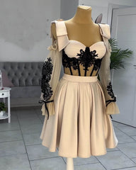 Short Nude Satin Lace Embroidery Corset Dress