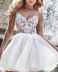 Homecoming Dresses Appliques V Neck Ruffles