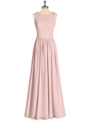 Illusion Sweetheart Neck Chiffon Bridesmaid Dress-Dusty Rose