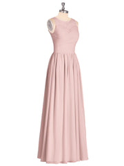 Illusion Sweetheart Neck Chiffon Bridesmaid Dress-Dusty Rose