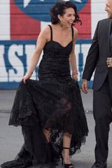 Hot Black Lace Evening Dresses UK Straps Mermaid Simple Wedding dress