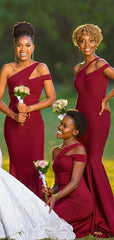 Hot Off Shoulder Long Bridesmaid Dress Burgundy Mermaid Wedding Party Dresses