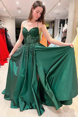 Hot Pink Floral Appliques Lace-Up A-Line Prom Evening Dress TP1189