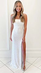 Hot Pink Sequin Long Prom Dress With Cross Back, AST1580