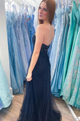 Hot Pink Strapless Floral Appliques A-line Long Prom Dress TP1265