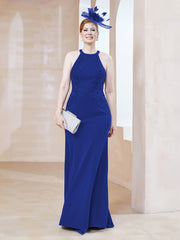 Halter Sleeveless Floor-length Sheath Dress Royal Blue