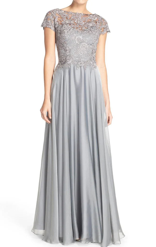 Sleeves Lace Chiffon Long Mother of the Brides Dress