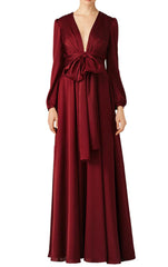 V Neck Long Sleeve Mother of the Brides Dress