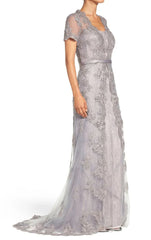 Formal Elegant Dress Wedding Guest Short Sleeve Lace Mother of the Bride Dress