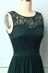 Dark Green Lace Long Dress
