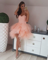 Sequins Beaded Sweetheart Bodice Corset Tulle Ruffles Homecoming Dresses