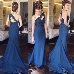 Lace Appliques One Shoulder Mermaid Bridesmaid Dresses