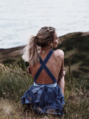 Dark Blue Open Back Short Prom Dress, Backless Dark Blue Formal Dress, Homecoming Dress, Graduation Dresses