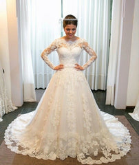 New Style Lace Wedding Dress Long Sleeves, Bridal Gown ,Dresses For Brides
