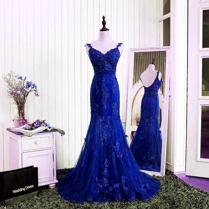 Open Back Lace Mermaid Dresses With Straps