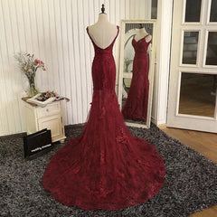 Open Back Lace Mermaid Dresses With Straps
