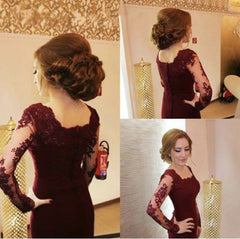 Modest Lace Appliques Long Sleeves Mermaid Prom Dresses