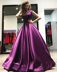 A-line Open Back Long Satin Floor Length Prom Dresses