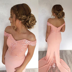 Elegant V-neck Mermaid Off-The-Shoulder Evening Dresses Lace Appliques