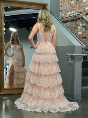 Princess A Line Off the Shoulder Corset Prom Dress with Lace Ruffles