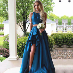 Two Piece Prom Dresses Satin Ruffes Skirt