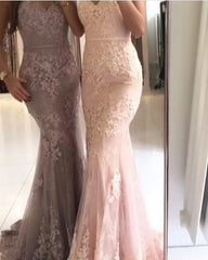 Spaghetti Straps V-neck Mermaid Evening Dresses Lace Appliques Prom Gowns