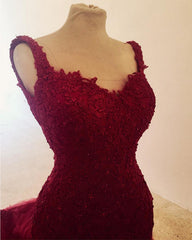 Elegant Lace Embroidery Sweetheart Mermaid Tulle Prom Evening Dresses