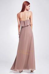 A-line/Princess Halter Sleeveless Long Chiffon Bridesmaid Dresses