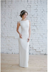 Sleek Sheath Sleeveless Satin Simple Wedding Dresses