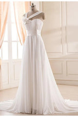 Sweetheart Chiffon Handmade Flower Wedding Dress