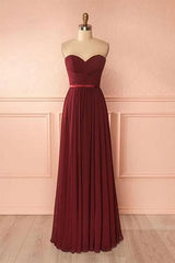 Sweetheart Neck Chiffon Long Bridesmaid Dress