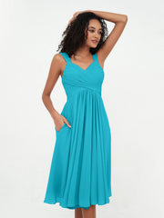 Chiffon Empire Short Dresses with Pockets-Jade