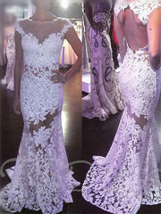 Illusion Mermaid Neckline Sheath Lace Wedding Dress  IS0012
