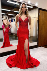 Wholesale Red Glitter Mermaid Open Back Long Corset Beaded Prom Dress prom dresses with long sleeves