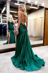 Wholesale Dark Green Glitter Mermaid Open Back Long Corset Beaded Prom Dress prom dresses with long sleeves