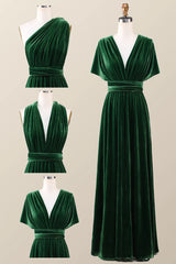 Infinity Dark Green Velvet Bridesmaid Dress Long Winter Formal Dress