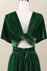 Infinity Dark Green Velvet Bridesmaid Dress Long Winter Formal Dress