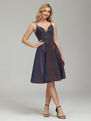 Evelynn Iridescent V-neck Short Prom Dress