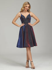 Evelynn Iridescent V-neck Short Prom Dress