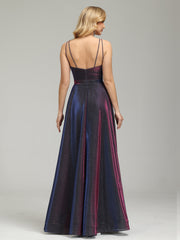 Heaven Iridescent V-neck Split Prom Dress