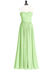Strapless Cross-pleated Full Length Bridesmaid Gown-Sage