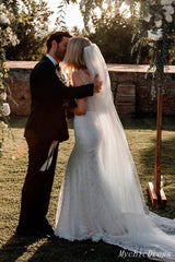 Mermaid Boho Beach Lace Wedding Dresses Country V Neck Bridal Gowns