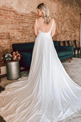 Ivory Floral Lace Open Back Long Bridal Gown Wedding Dresses TN392